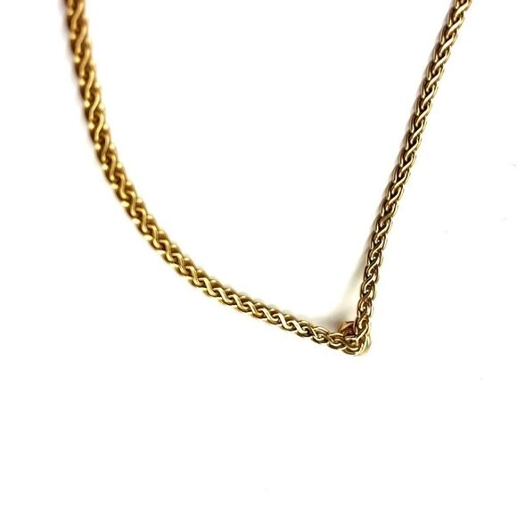 𝅺Genuine 1/2ct diamond solitaire 14k yellow gold braided rope V-shape necklace - Picture 6 of 9